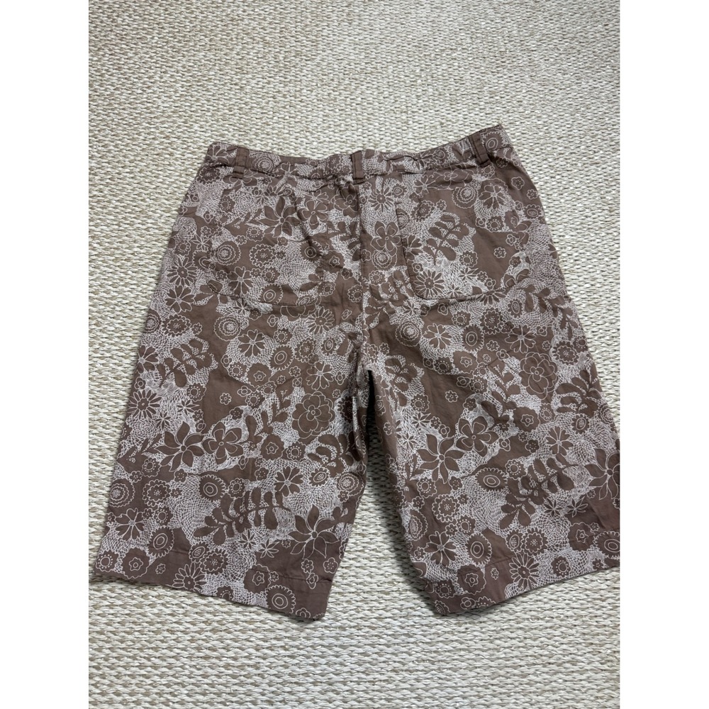 Fresh Produce Brown Floral Print Bermuda Shorts vintage Casual 90's Beachy euro - Picture 6 of 8